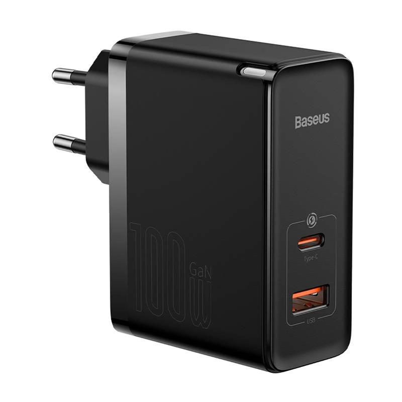شارژر دیواری بیسوس 100 وات مدل  Baseus GaN5 Pro Fast Charger (100W Type C+USB EU)	